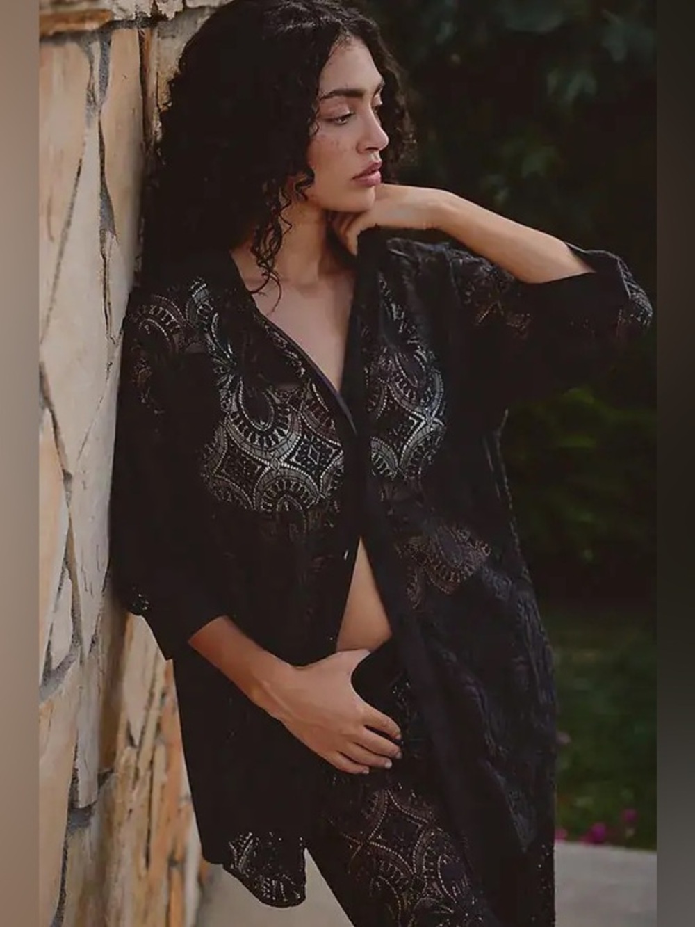 Anthropologie x Farm Rio Lace Button Down Shirt NWT